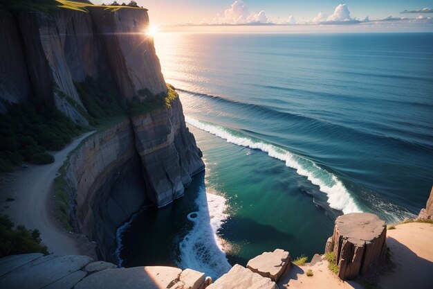 Une vue sur l'océan depuis les falaises des falaises de la côte de la nouvelle-zélande.