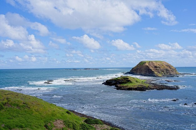 Une vue sur l'océan du haut de la falaise