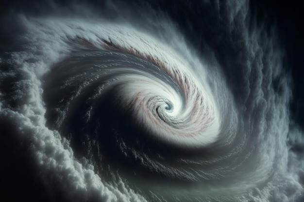 Vue d'un œil de cyclone depuis l'espace