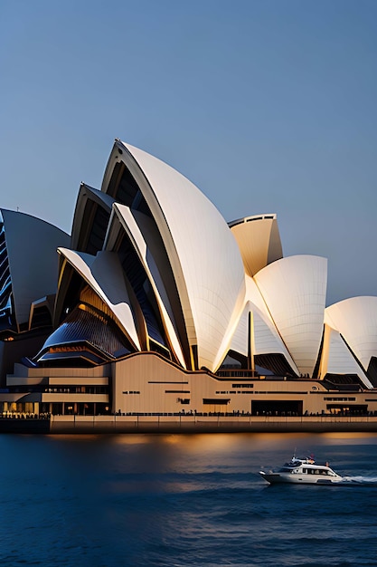 Une vue de l'opéra de Sydney depuis l'eau Generative AI