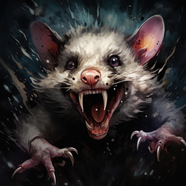 vue d'un opossum de style sombre