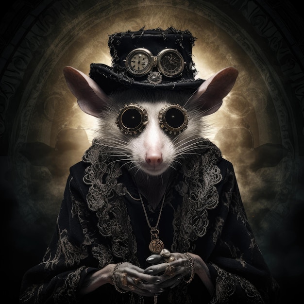 vue d'un opossum de style sombre