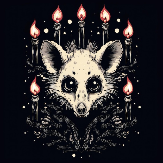 vue d'un opossum de style sombre