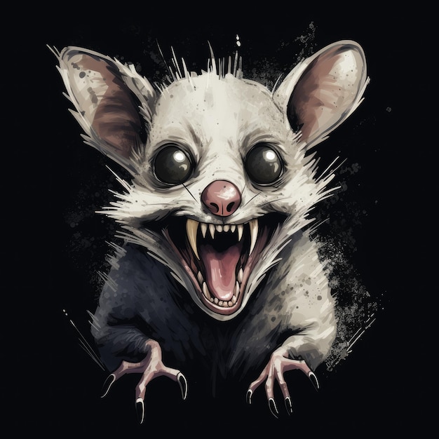 vue d'un opossum de style sombre