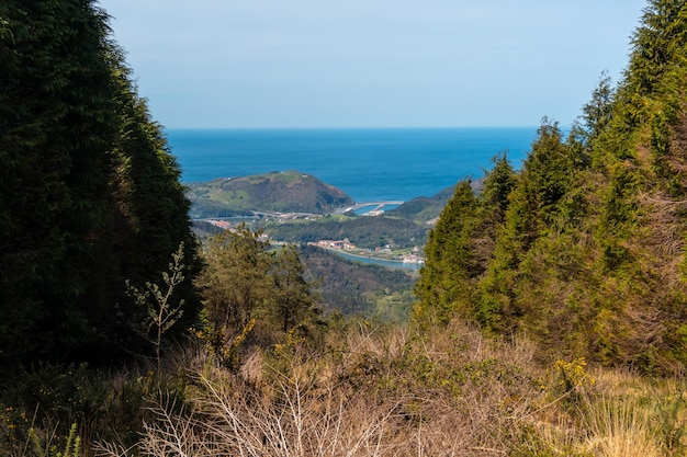 Vue sur l'Orio depuis le mont Andatza dans la ville d'Usurbil Gipuzkoa Pays Basque