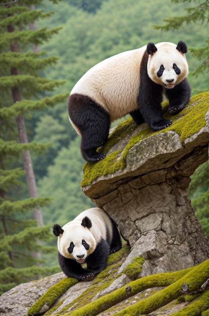 Vue sur l'ours panda dans la nature