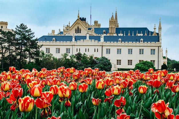 Vue sur le palais de Lednice Valtice, paysage culturel de Lednice-Valtice, région de la Moravie du Sud