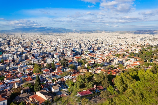 Vue panoramique aérienne d'Athènes depuis l'Acropole athénienne en Grèce