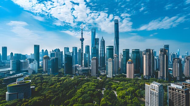 Vue panoramique aérienne des gratte-ciel modernes de Shanghai, en Chine