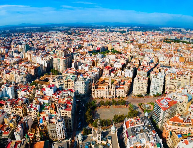 Vue panoramique aérienne de la ville de Valence en Espagne