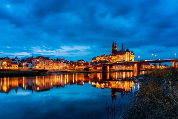 Photo vue panoramique d'albrechtsburg et de la cathédrale de meissen en allemagne