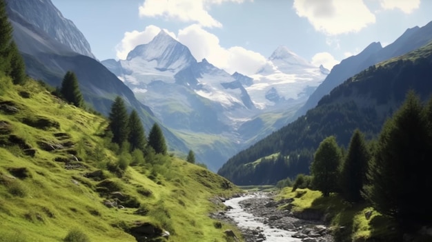 Vue panoramique sur les Alpes suisses près de Grindelwald dans l'Oberland bernois