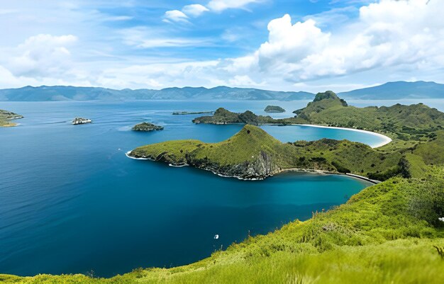 Photo vue panoramique au sommet de l'île de padar