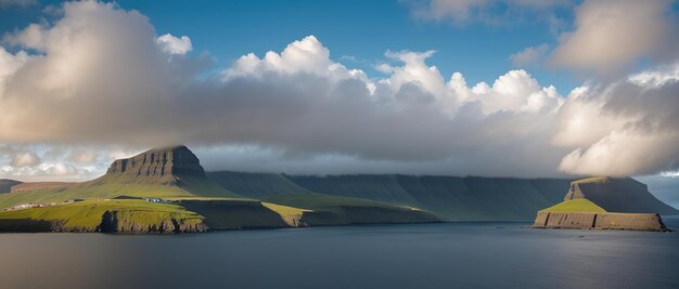 Vue panoramique de la baie des îles Féroé IA générative.