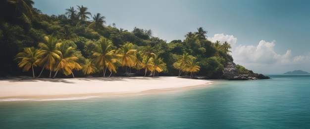 Photo vue panoramique de la belle plage tropicale avec des palmiers et du sable blanc