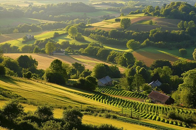 Une vue panoramique d'une campagne en été