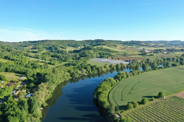 Photo vue panoramique d'un champ agricole contre le ciel