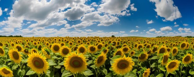 Vue panoramique d'un champ de fleurs de tournesol Thème de conception de la nature de la campagne Créé avec une IA générative