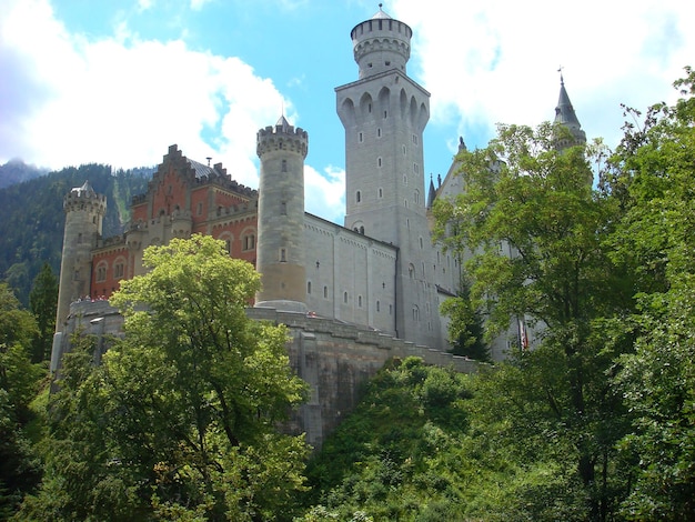 Vue panoramique sur le château un jour d'été Château de Neuschwanstein Allemagne