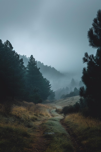 vue panoramique d'un chemin à travers un champ avec des arbres en arrière-plan