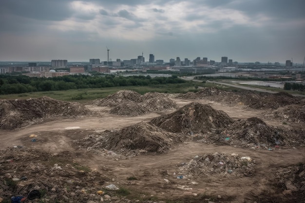 Vue panoramique de City Landfill Generative AI