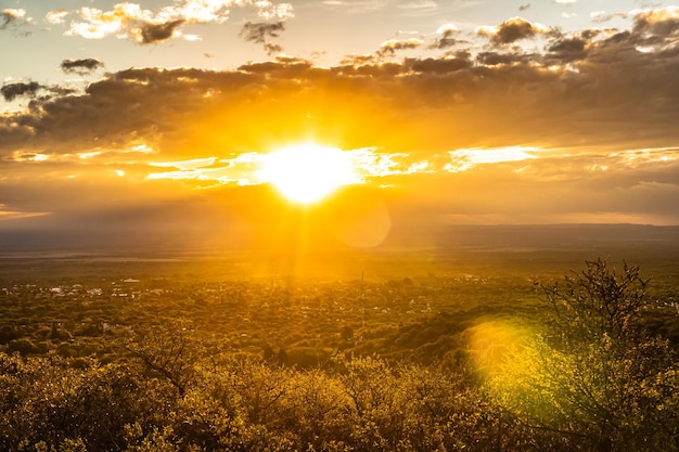 Photo vue panoramique du coucher de soleil