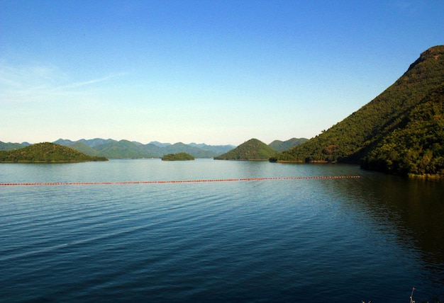 Vue panoramique du lac sur un ciel bleu clair