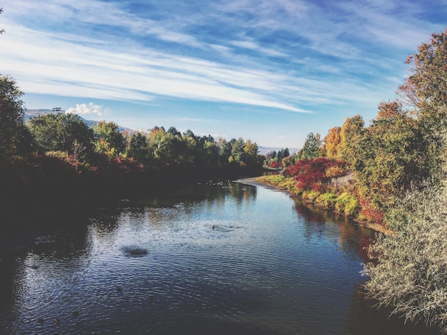 Vue panoramique du lac contre le ciel en automne