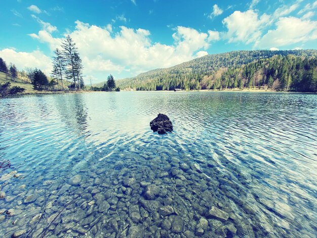 Vue panoramique du lac contre le ciel