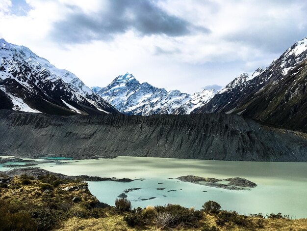 Vue panoramique du lac et des montagnes contre le ciel