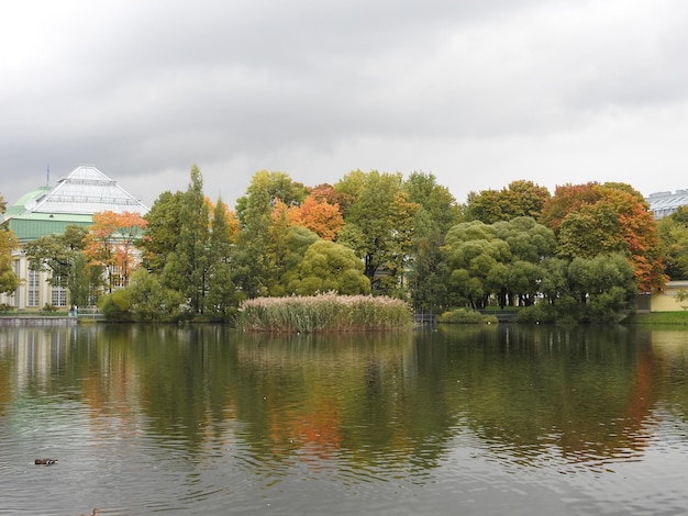 Photo vue panoramique du lac par les arbres contre le ciel