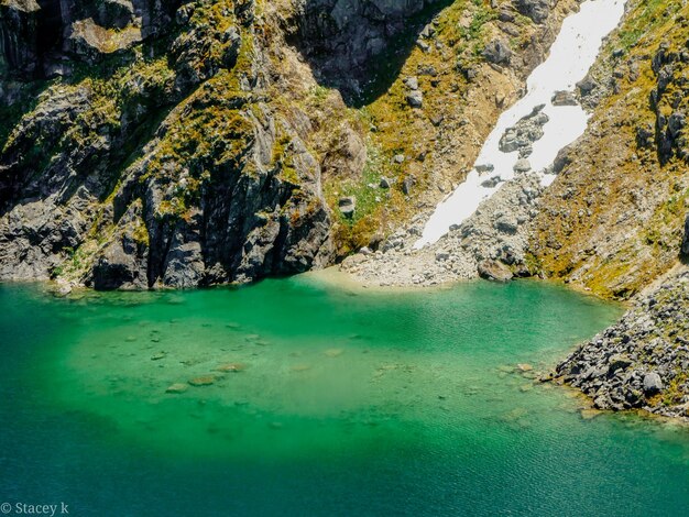 Vue panoramique du lac et des rochers