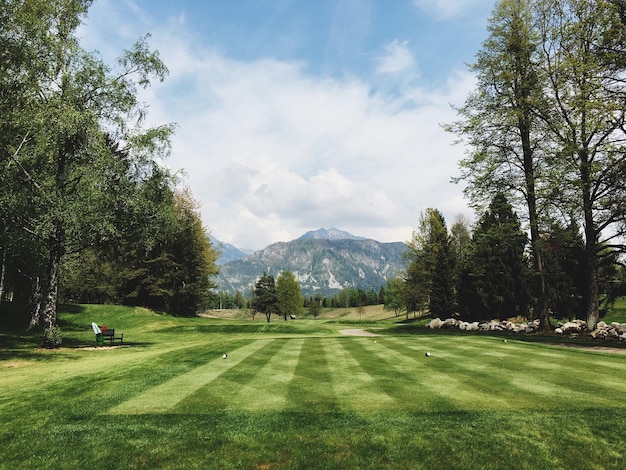 Vue panoramique du parcours de golf sur le sommet de la montagne
