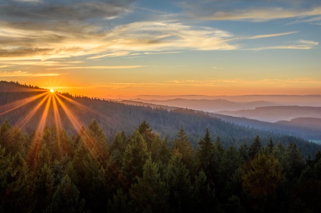 Vue panoramique du paysage contre le ciel au coucher du soleil