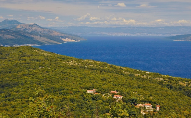Vue panoramique du paysage et de la mer contre le ciel