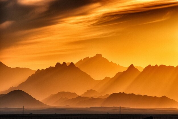 Vue panoramique du paysage spectaculaire au coucher du soleil