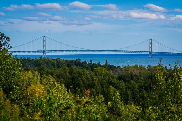 Photo vue panoramique du pont de mackinaw