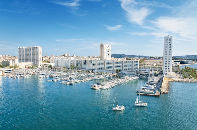 Photo vue panoramique du port de toulon, france