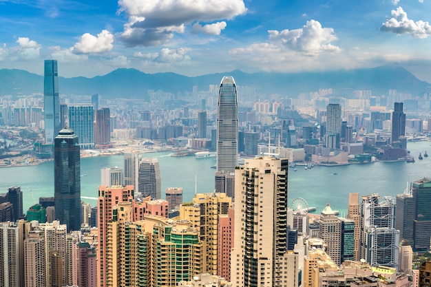 Vue panoramique du quartier des affaires de Hong Kong