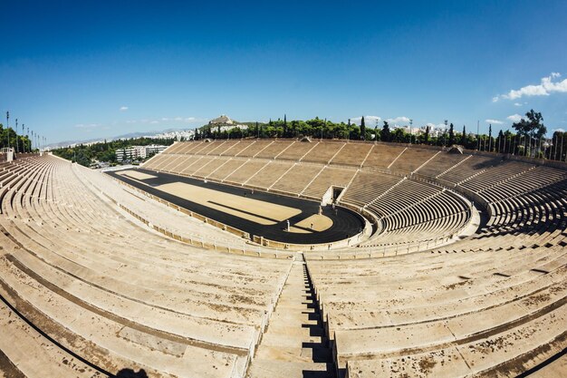 Photo vue panoramique du stade contre le ciel bleu