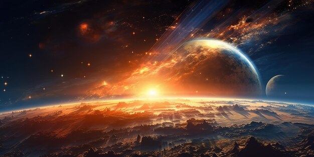 Vue panoramique de l'étoile et de la galaxie du soleil de la Terre