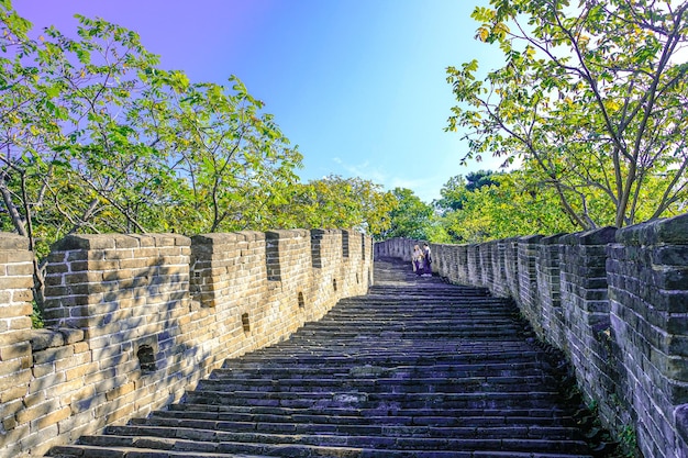 Vue panoramique de la Grande Muraille de Mutianyu à Pékin