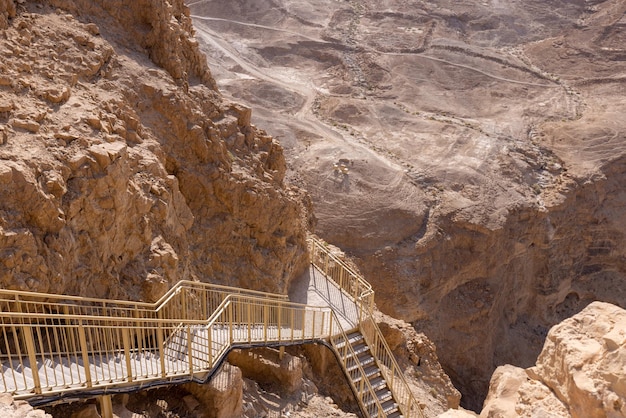 Vue panoramique d'Israël depuis la forteresse de Massada dans le parc national du désert de Judée du Néguev près de la mer Morte