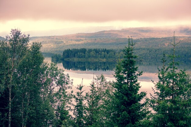 Vue panoramique sur le lac de montagne Belle nature de la Norvège