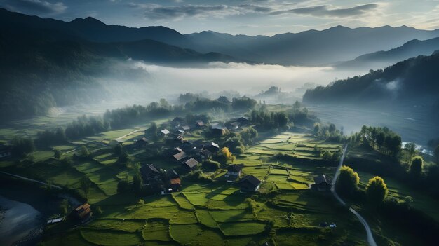 Photo vue panoramique magnifique du paysage du village