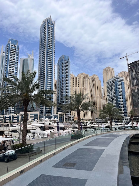 Vue panoramique de la marina de Dubaï et de la région de JBR