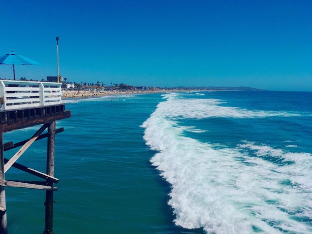 Vue panoramique de la mer sur un ciel bleu clair