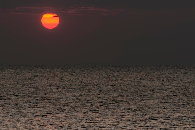 Vue panoramique de la mer contre le ciel au coucher du soleil