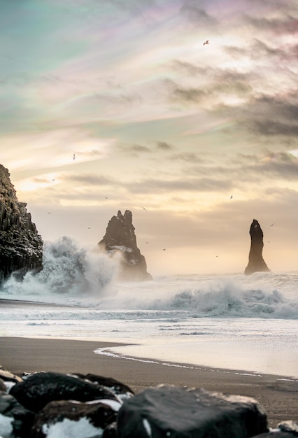 Vue panoramique de la mer contre le ciel au coucher du soleil