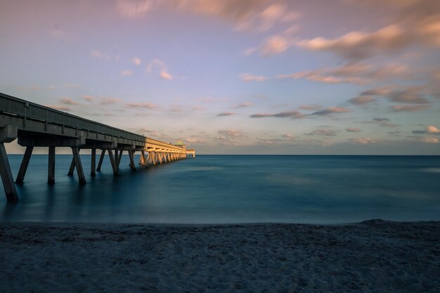 Vue panoramique de la mer contre le ciel au coucher du soleil